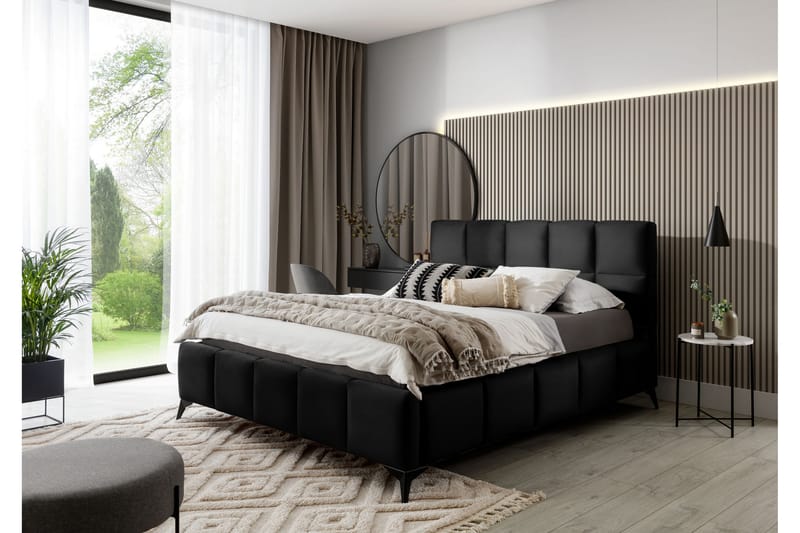 Kamble Sengeramme med Oppbevaring 140x200 cm - Svart - Møbler - Senger - Sengeramme & sengestamme