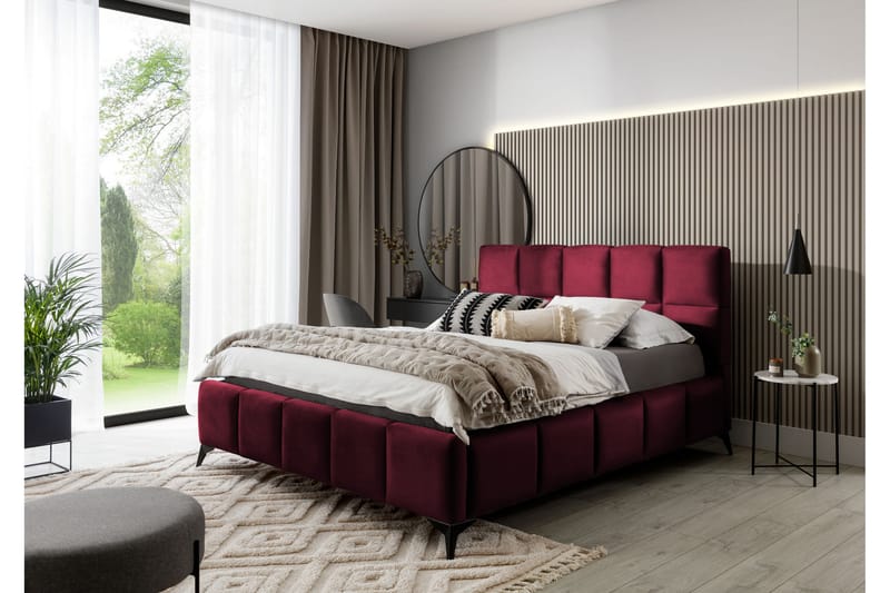 Kamble Sengeramme med Oppbevaring 140x200 cm - Vinrød - Møbler - Senger - Sengeramme & sengestamme