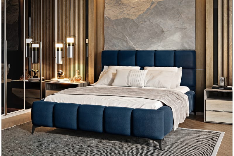 Kamble Sengeramme med Oppbevaring 160x200 cm - Blå - Møbler - Senger - Sengeramme & sengestamme