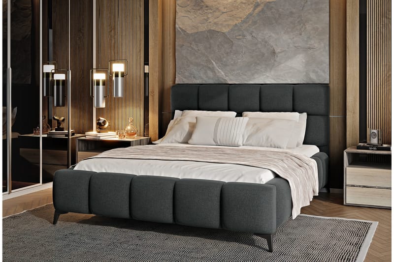 Kamble Sengeramme med Oppbevaring 160x200 cm - Grå - Møbler - Senger - Sengeramme & sengestamme