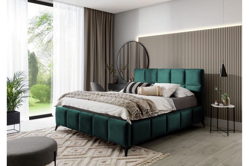 Kamble Sengeramme med Oppbevaring 160x200 cm - Grønn - Møbler - Senger - Sengeramme & sengestamme