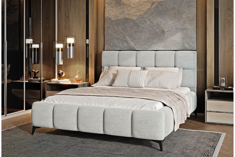 Kamble Sengeramme med Oppbevaring 160x200 cm - Lysegrå - Møbler - Senger - Sengeramme & sengestamme