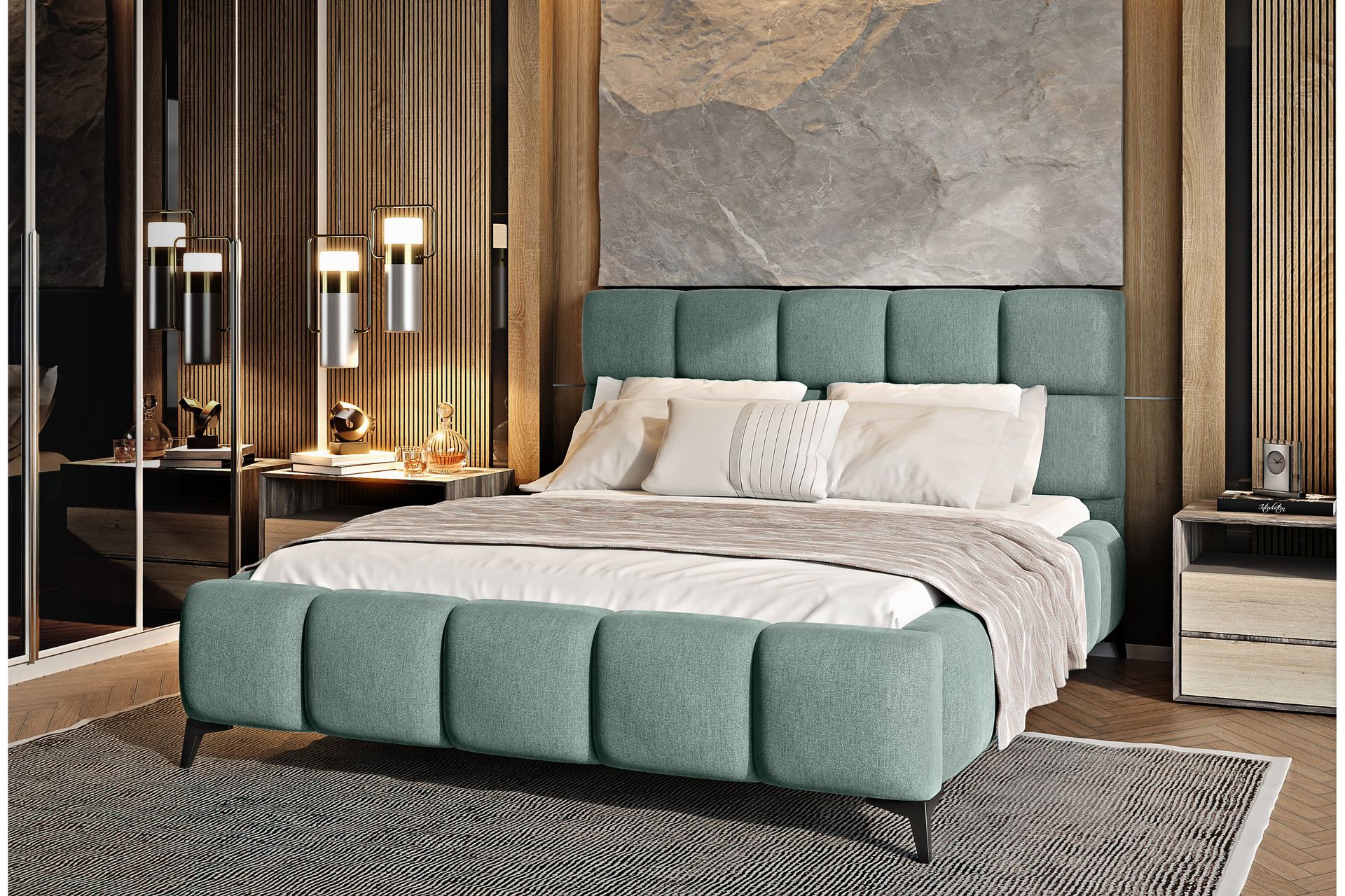 Kamble Sengeramme med Oppbevaring 160x200 cm - Lysegrønn - Møbler - Senger - Sengeramme & sengestamme