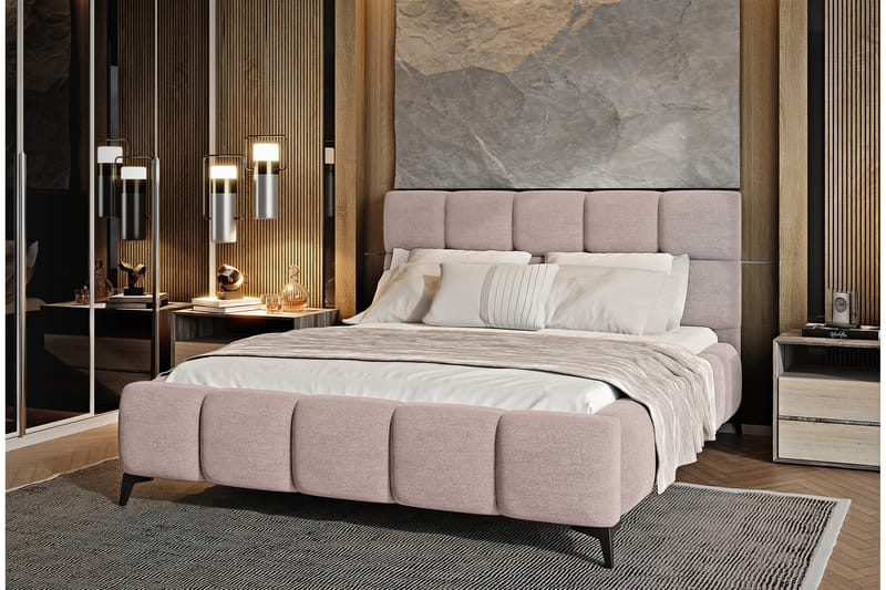 Kamble Sengeramme med Oppbevaring 160x200 cm - Lyserosa - Møbler - Senger - Sengeramme & sengestamme