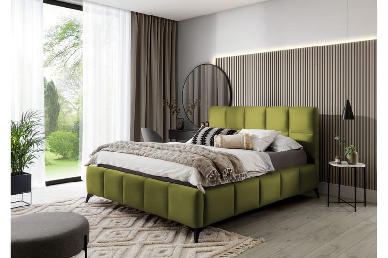 Kamble Sengeramme med Oppbevaring 160x200 cm - Olivengrønn - Sengeramme & sengestamme