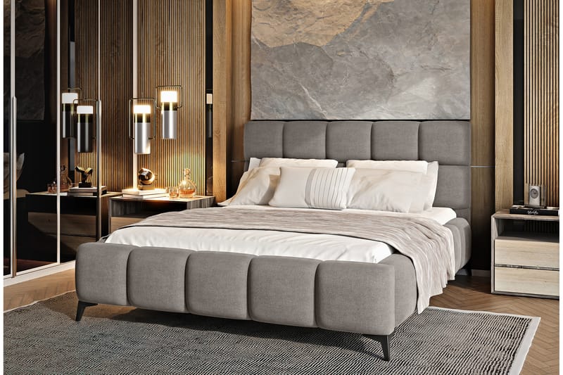 Kamble Sengeramme med Oppbevaring 180x200 cm - Beige - Møbler - Senger - Sengeramme & sengestamme
