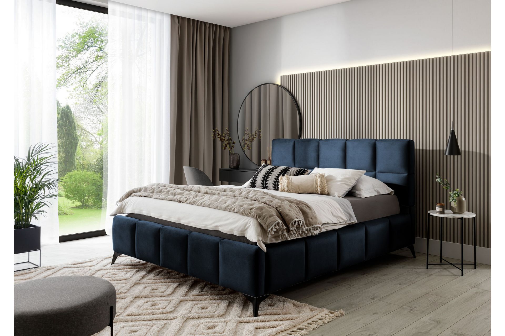 Kamble Sengeramme med Oppbevaring 180x200 cm - Blå - Møbler - Senger - Sengeramme & sengestamme