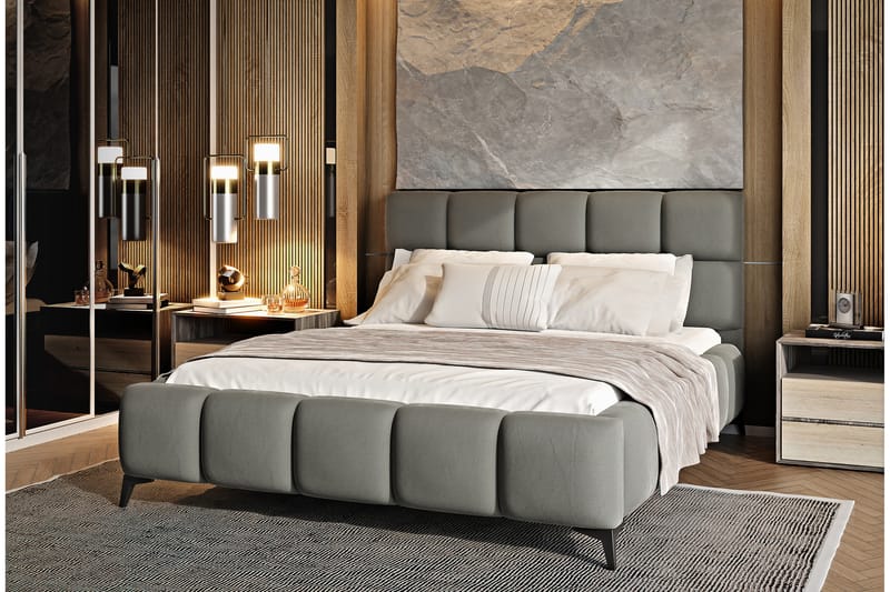 Kamble Sengeramme med Oppbevaring 180x200 cm - Grå - Møbler - Senger - Sengeramme & sengestamme