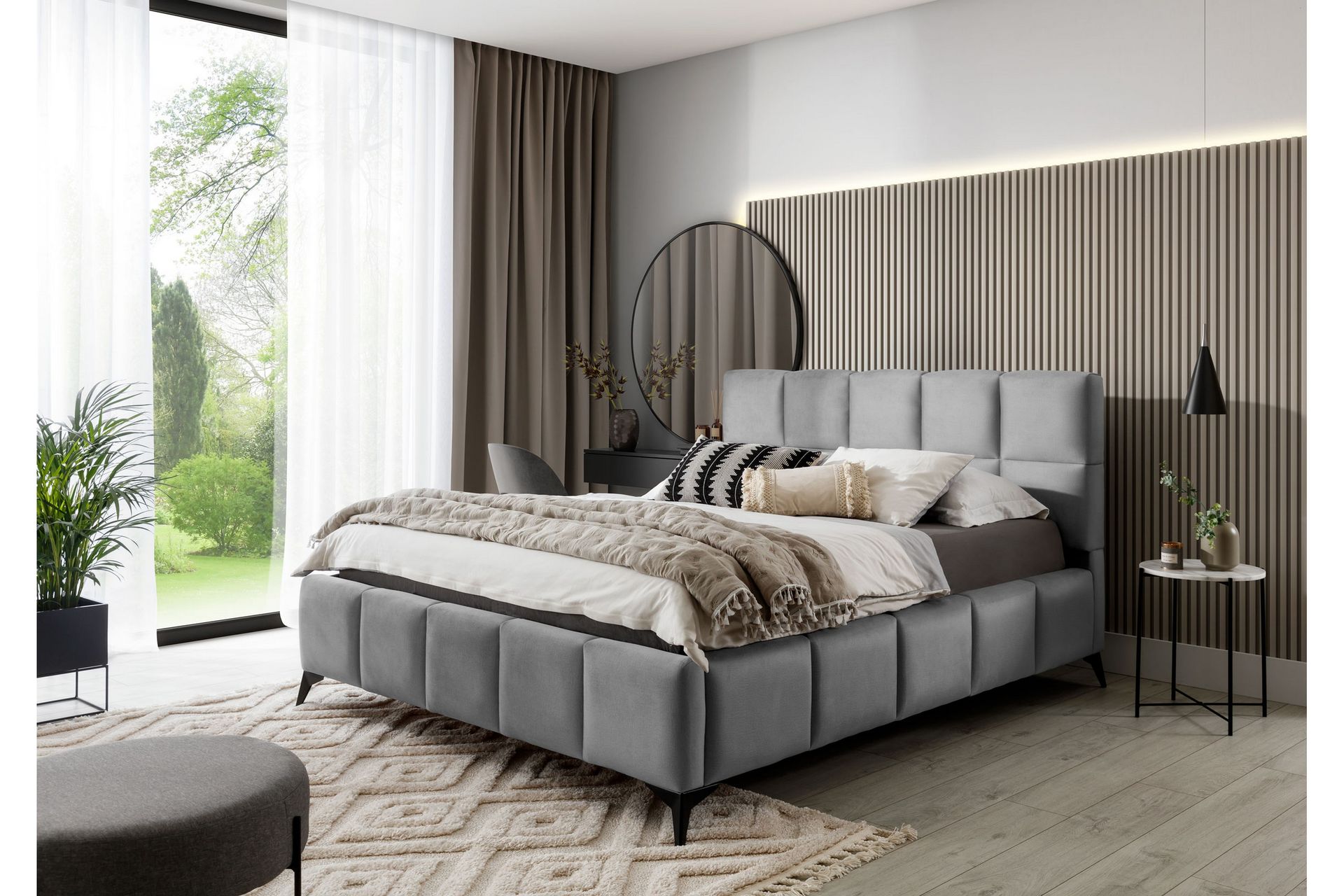 Kamble Sengeramme med Oppbevaring 180x200 cm - Grå - Møbler - Senger - Sengeramme & sengestamme