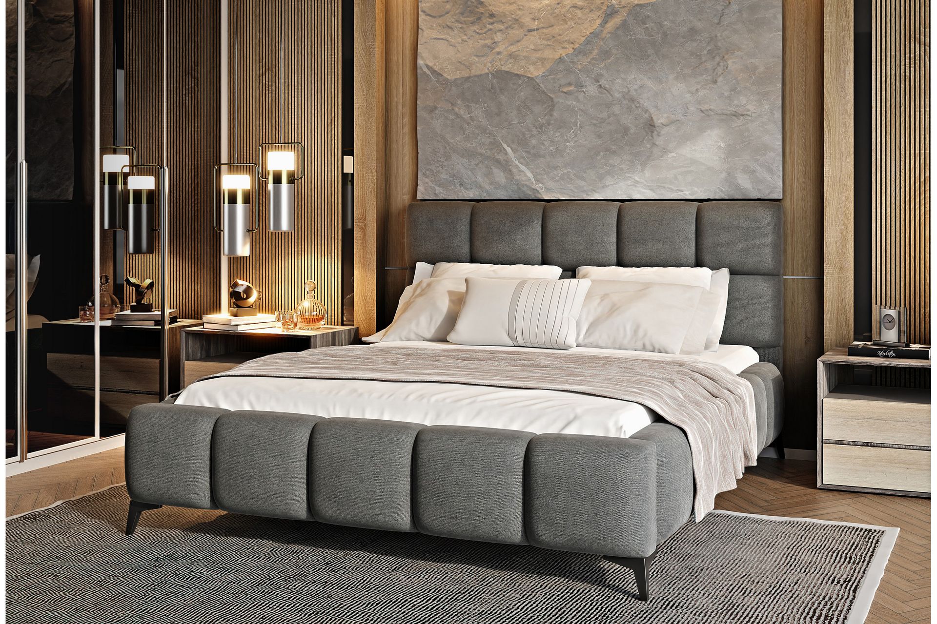 Kamble Sengeramme med Oppbevaring 180x200 cm - Grå - Møbler - Senger - Sengeramme & sengestamme