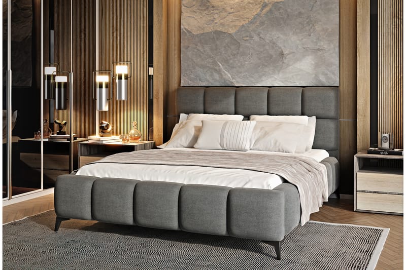 Kamble Sengeramme med Oppbevaring 180x200 cm - Grå - Møbler - Senger - Sengeramme & sengestamme