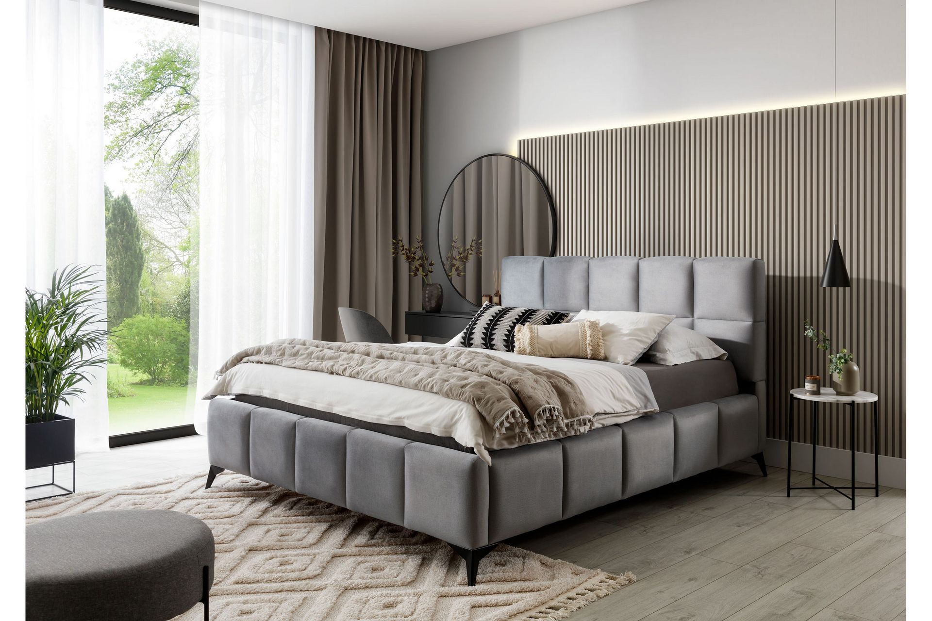 Kamble Sengeramme med Oppbevaring 180x200 cm - Grå - Møbler - Senger - Sengeramme & sengestamme