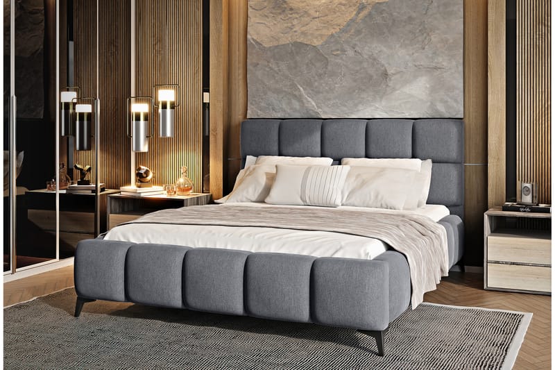 Kamble Sengeramme med Oppbevaring 180x200 cm - Grå - Møbler - Senger - Sengeramme & sengestamme