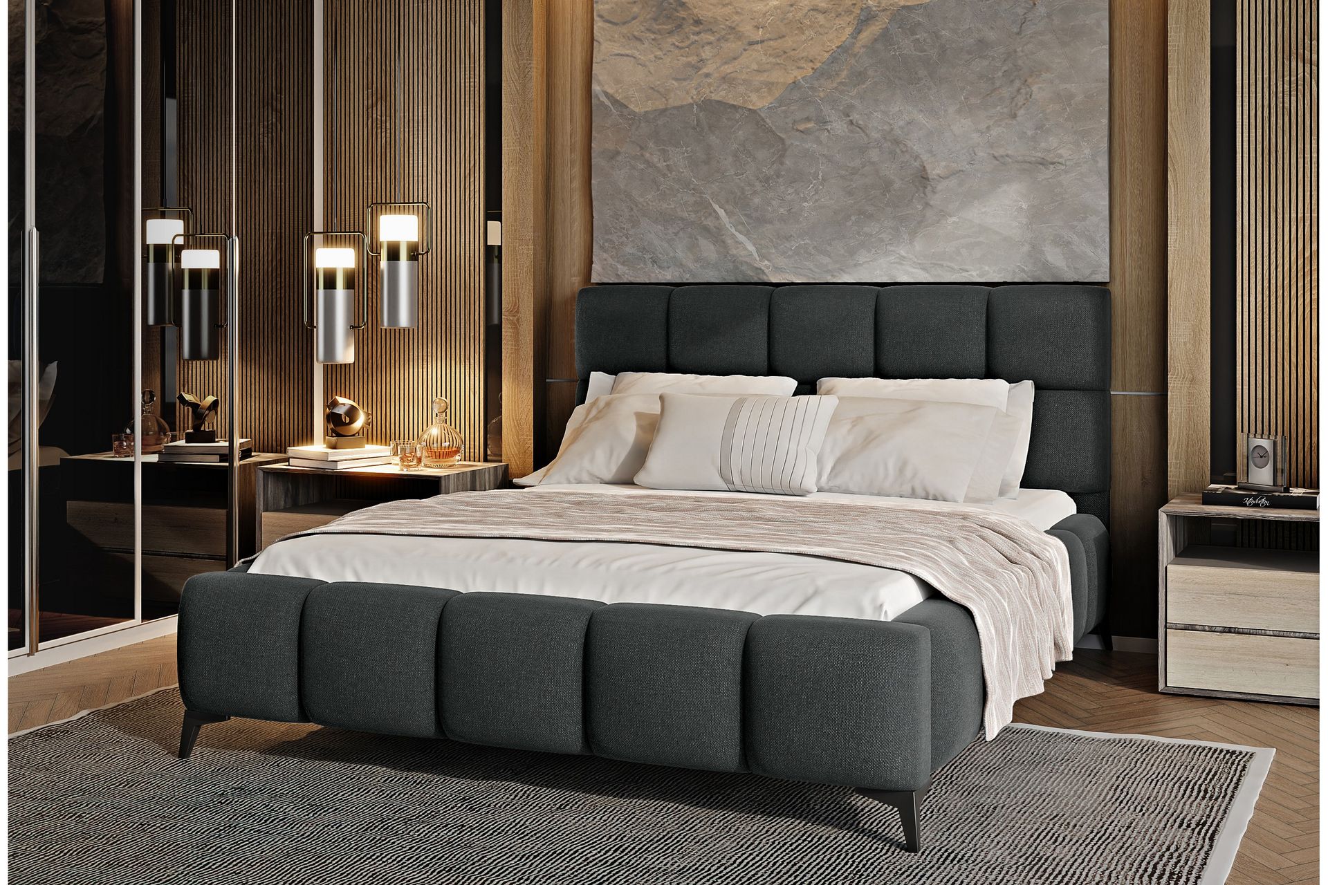 Kamble Sengeramme med Oppbevaring 180x200 cm - Grå - Møbler - Senger - Sengeramme & sengestamme