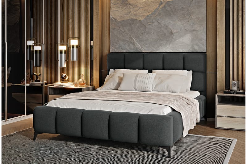 Kamble Sengeramme med Oppbevaring 180x200 cm - Grå - Møbler - Senger - Sengeramme & sengestamme