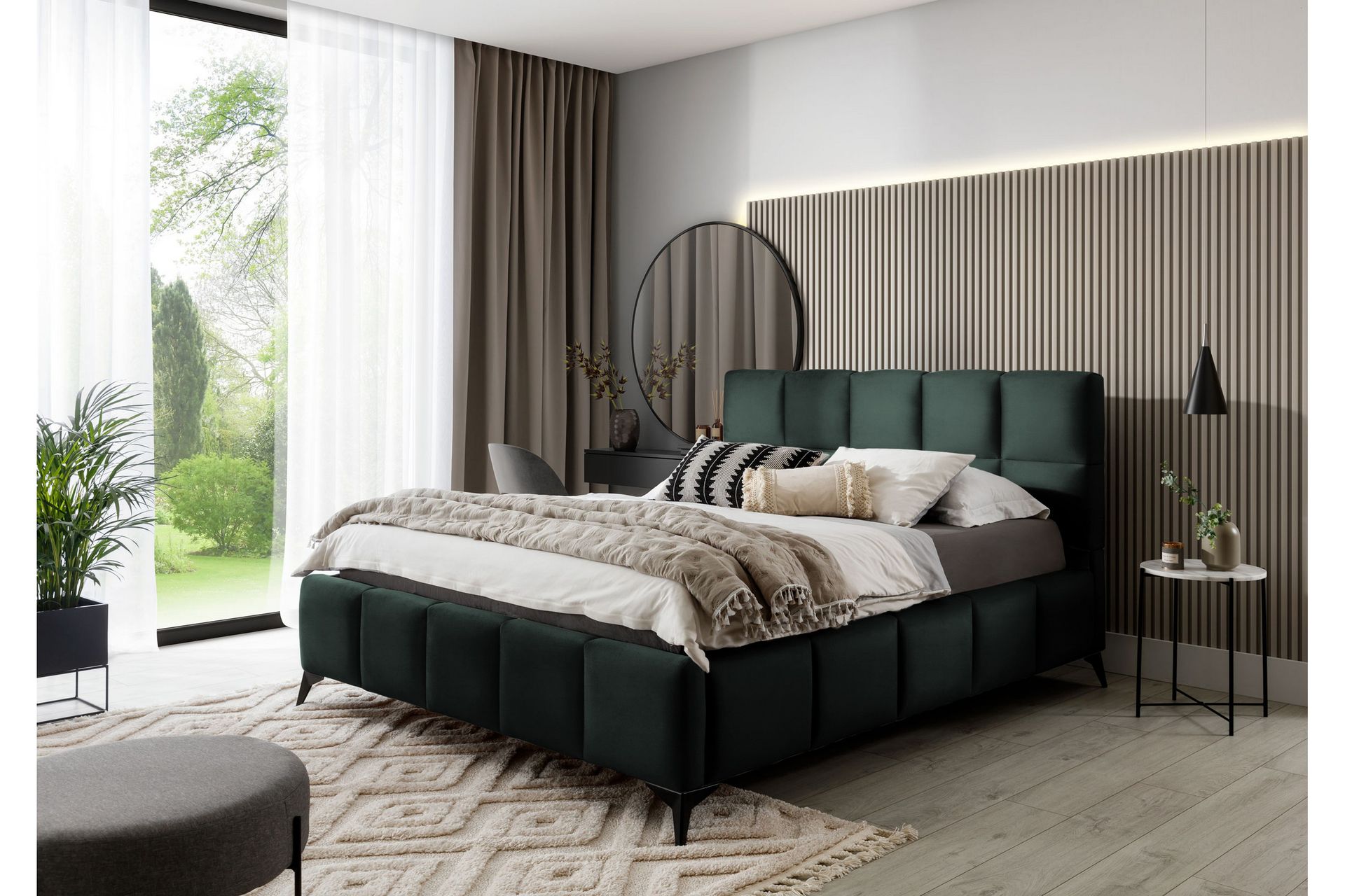 Kamble Sengeramme med Oppbevaring 180x200 cm - Grønn - Møbler - Senger - Sengeramme & sengestamme