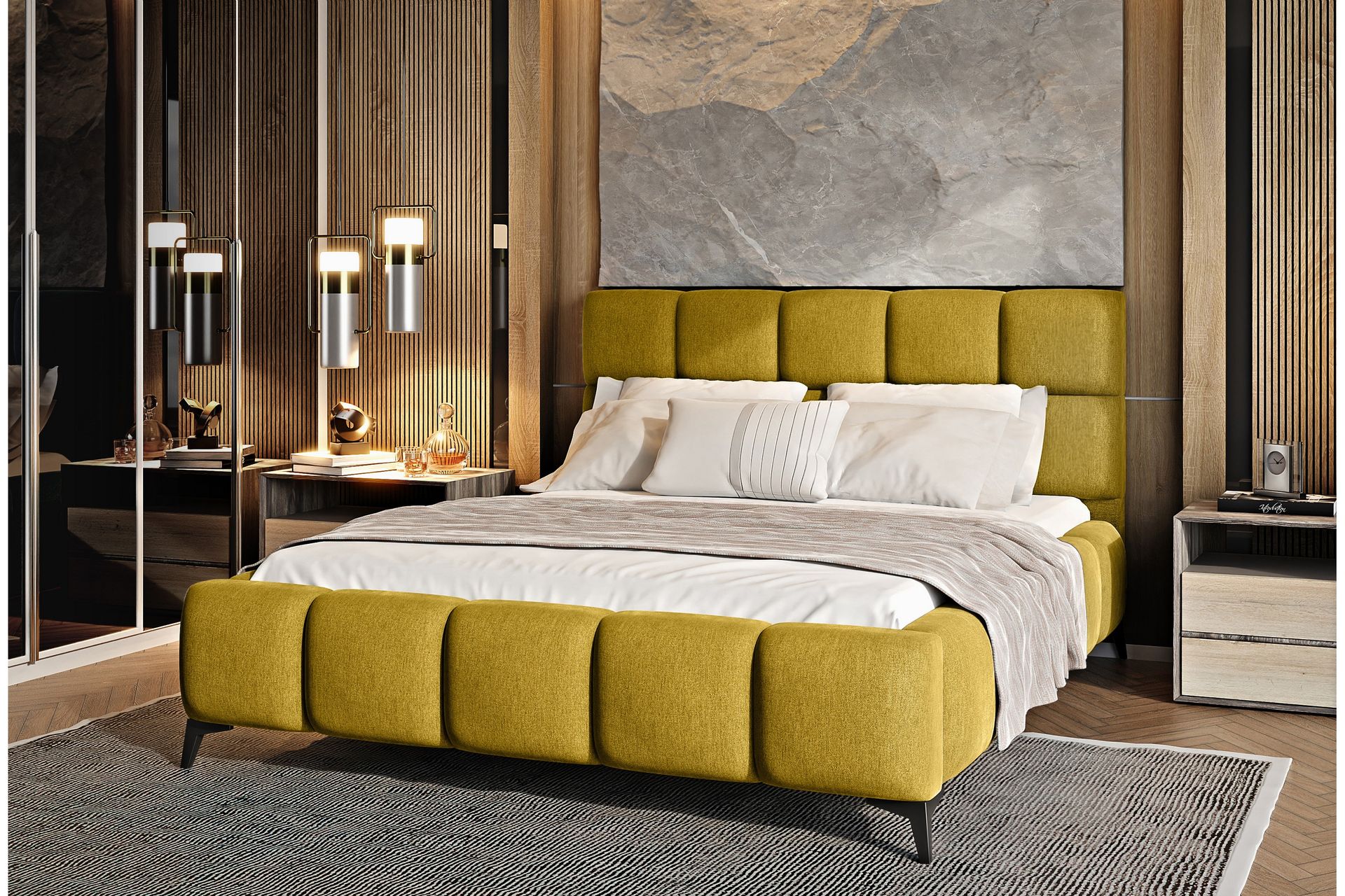 Kamble Sengeramme med Oppbevaring 180x200 cm - Gul - Møbler - Senger - Sengeramme & sengestamme