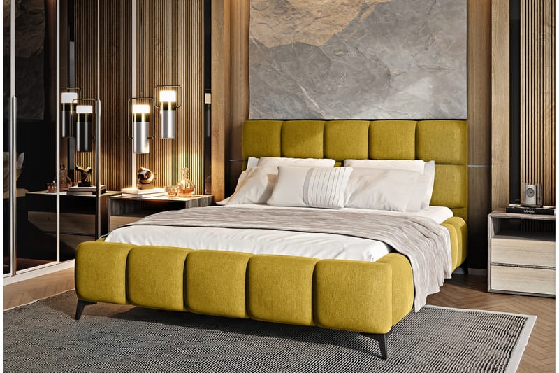 Kamble Sengeramme med Oppbevaring 180x200 cm - Gul - Møbler - Senger - Sengeramme & sengestamme