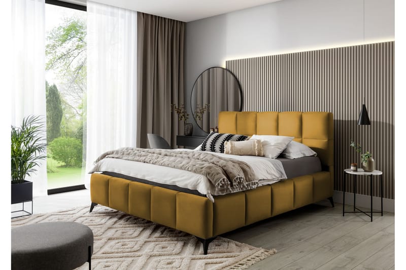 Kamble Sengeramme med Oppbevaring 180x200 cm - Gul - Møbler - Senger - Sengeramme & sengestamme