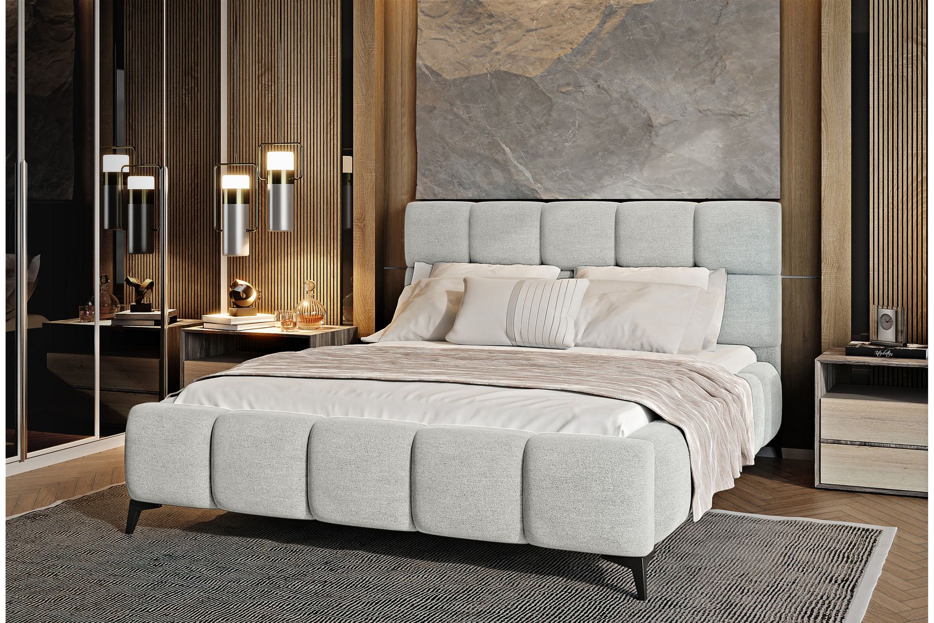 Kamble Sengeramme med Oppbevaring 180x200 cm - Lysegrå - Møbler - Senger - Sengeramme & sengestamme