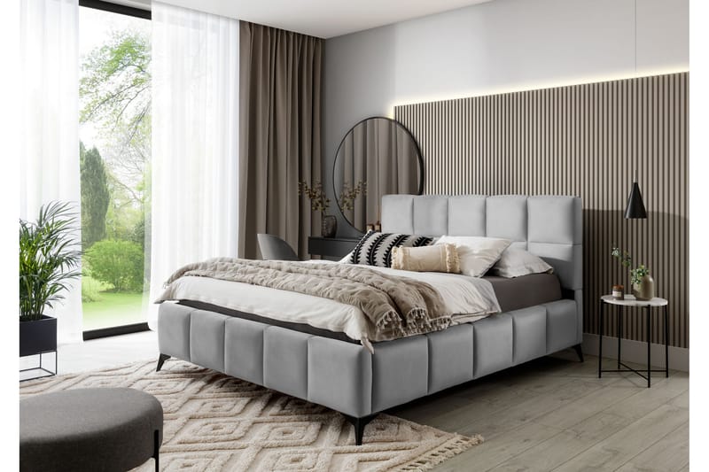 Kamble Sengeramme med Oppbevaring 180x200 cm - Lysegrå - Møbler - Senger - Sengeramme & sengestamme