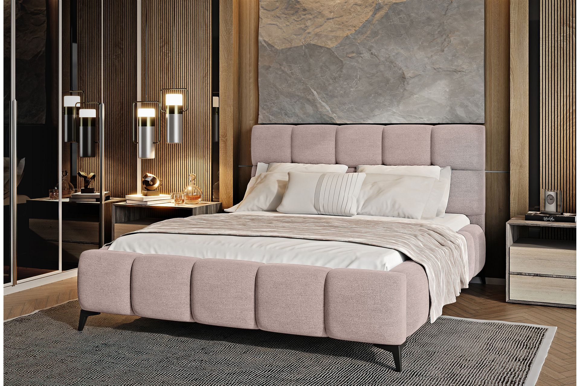Kamble Sengeramme med Oppbevaring 180x200 cm - Lyserosa - Møbler - Senger - Sengeramme & sengestamme