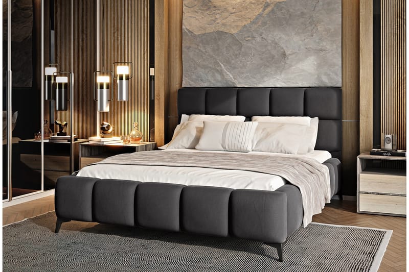 Kamble Sengeramme med Oppbevaring 180x200 cm - Mørkegrå - Møbler - Senger - Sengeramme & sengestamme