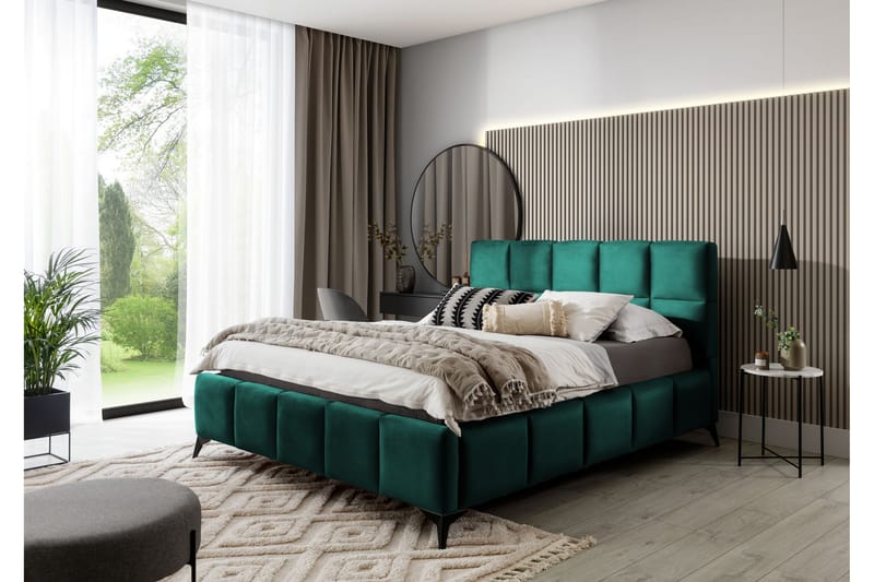 Kamble Sengeramme med Oppbevaring 180x200 cm - Turkis - Møbler - Senger - Sengeramme & sengestamme