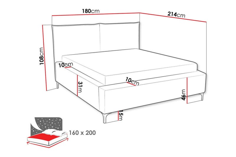 Knocklong Sengeramme 160x200 cm - Lysegrå/Mørkegrå - Sengeramme & sengestamme