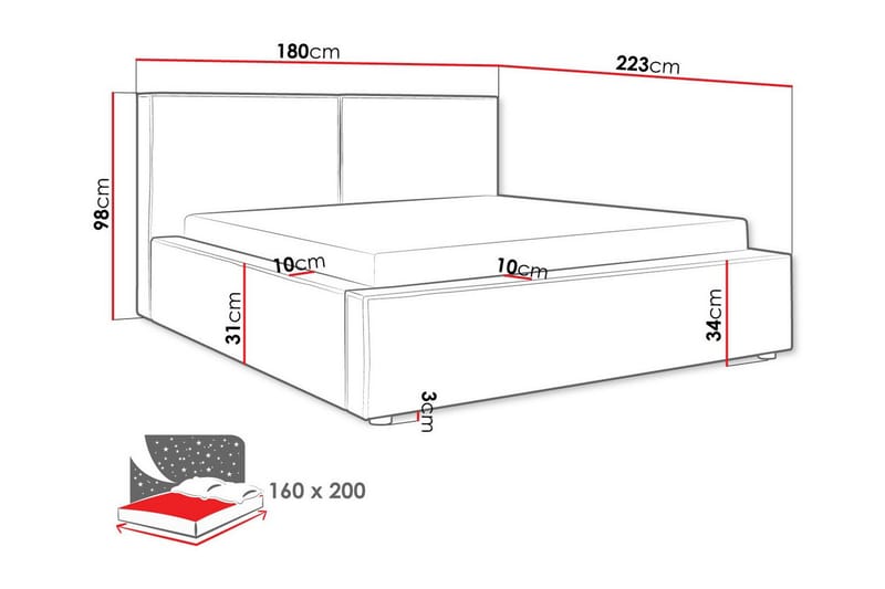 Knocklong Sengeramme 160x200 cm - Mørkegrå - Sengeramme & sengestamme