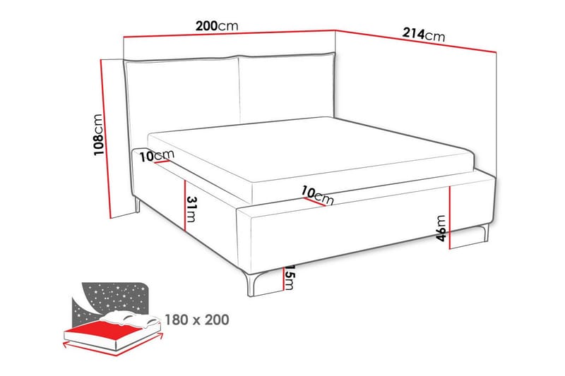 Knocklong Sengeramme 180x200 cm - Beige - Sengeramme & sengestamme