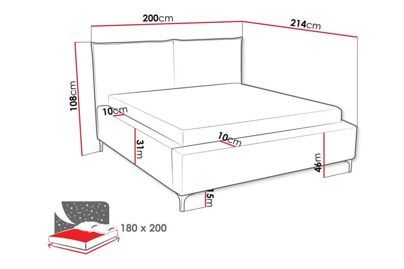 Knocklong Sengeramme 180x200 cm - Lysegrå/Mørkegrå - Sengeramme & sengestamme