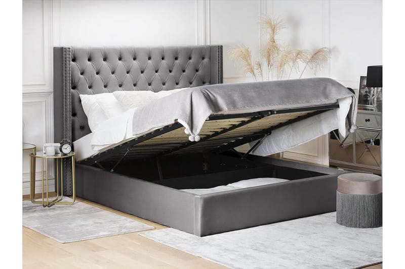 Kymmen Dobbeltseng 160x200 cm - Grå - Møbler - Senger - Sengeramme & sengestamme