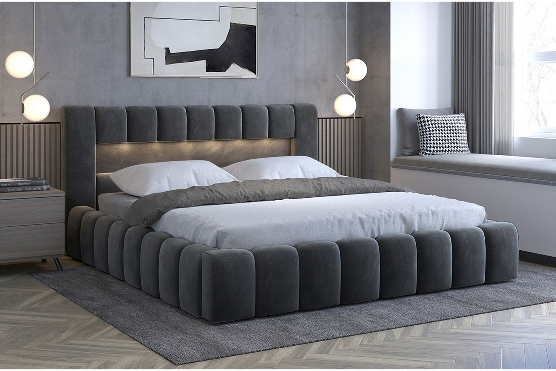 Lamica Sengeramme med Oppbevaring 140x200 cm - Mørkegrå - Møbler - Senger - Sengeramme & sengestamme