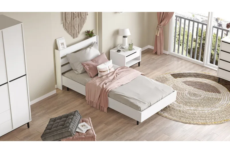 Liyakat Sengeramme 90x200 cm - Hvit - Møbler - Senger - Sengeramme & sengestamme