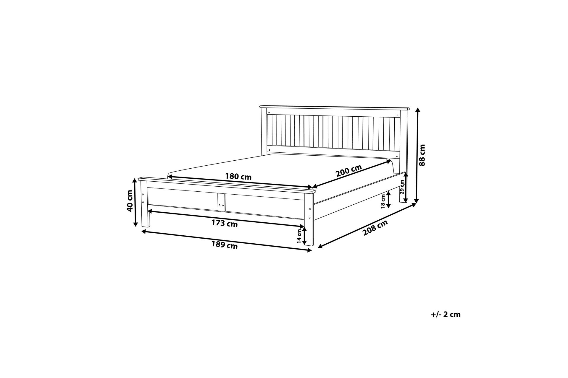 Mayenne Dobbeltseng 180 | 200 cm - Hvit - Møbler - Senger - Sengeramme & sengestamme