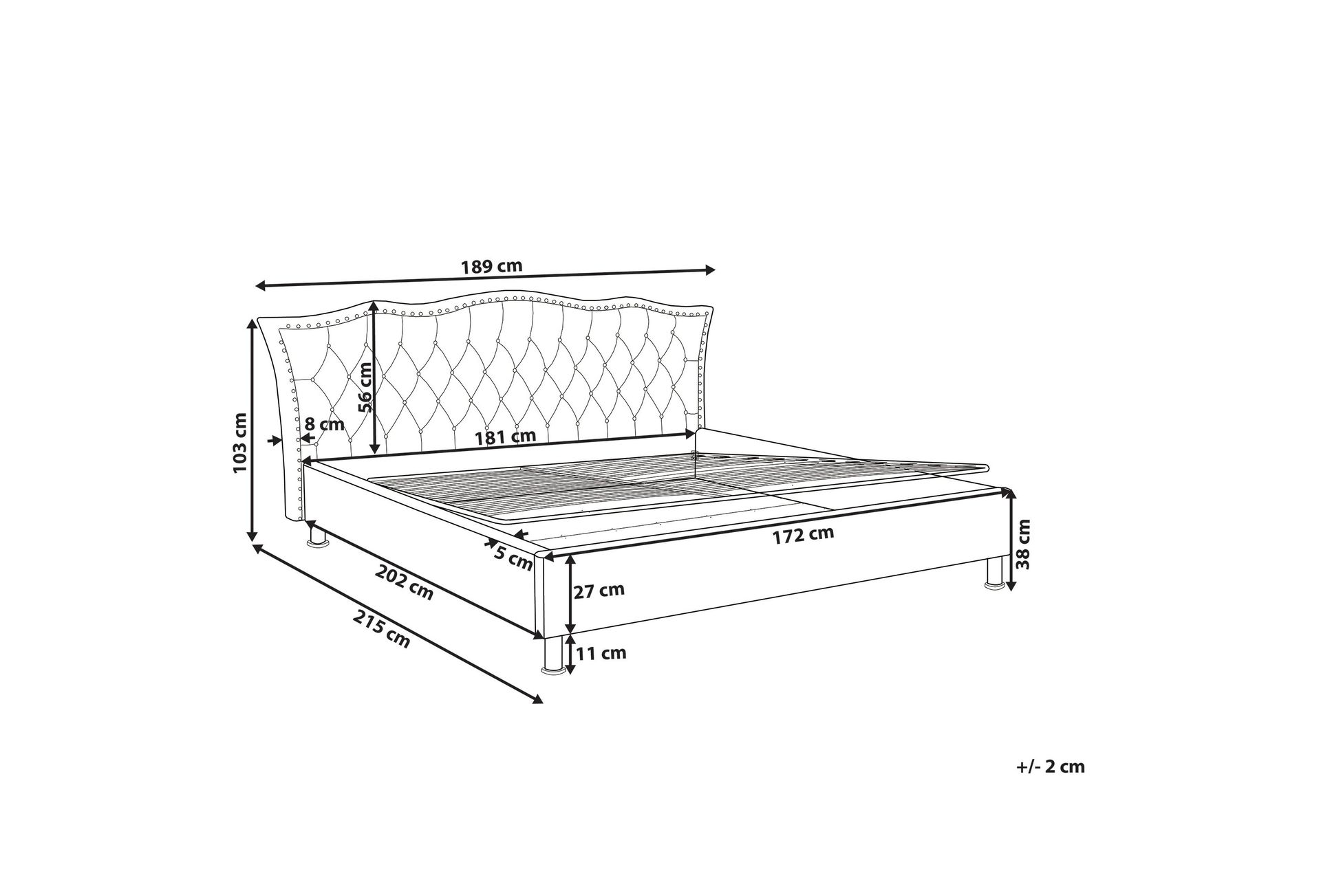 Metz Dobbeltseng 160 | 200 cm - Hvit - Møbler - Senger - Sengeramme & sengestamme