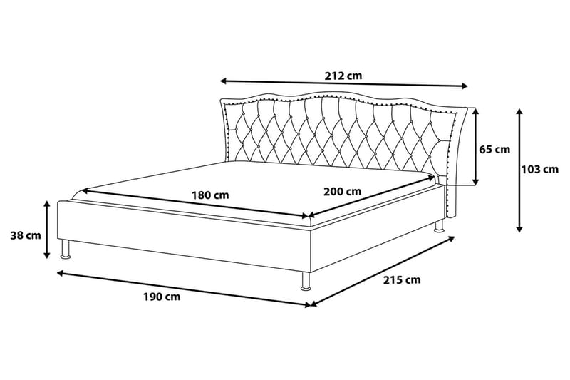 Metz Dobbeltseng 180 | 200 cm - Hvit - Møbler - Senger - Sengeramme & sengestamme