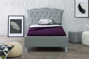 Metz Sengeramme 90x200 cm i Stoff med Sengegavl - Grå - Møbler - Senger - Sengeramme & sengestamme