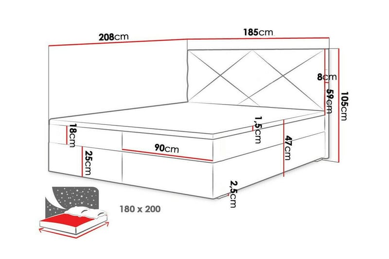 Midfeld Sengeramme 180x200 cm - Svart - Sengeramme & sengestamme