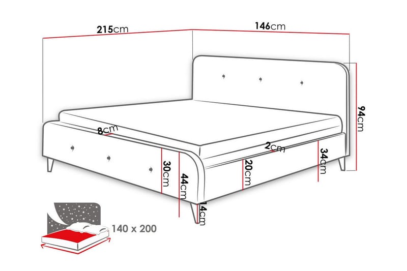 Montrase Sengeramme 140x200 cm - Cream - Sengeramme & sengestamme