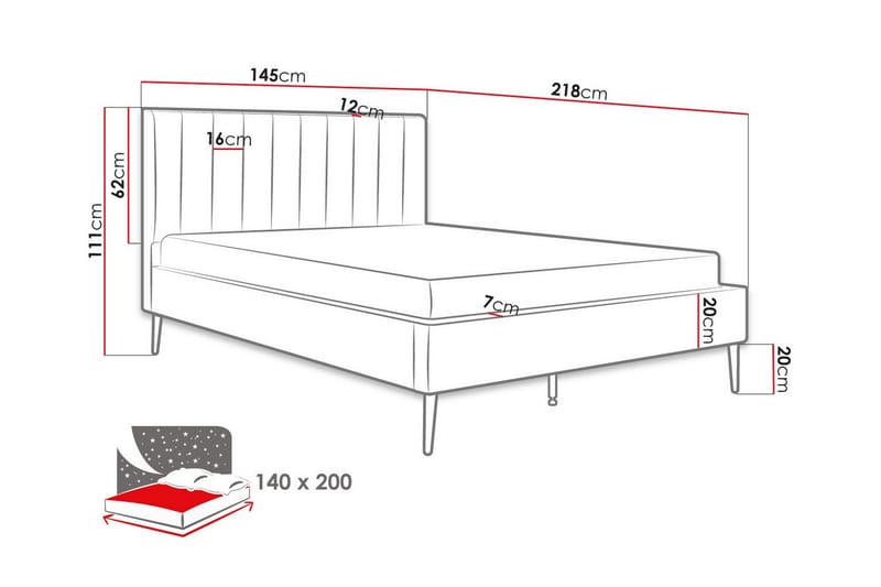 Montrase Sengeramme 140x200 cm - Cream - Sengeramme & sengestamme