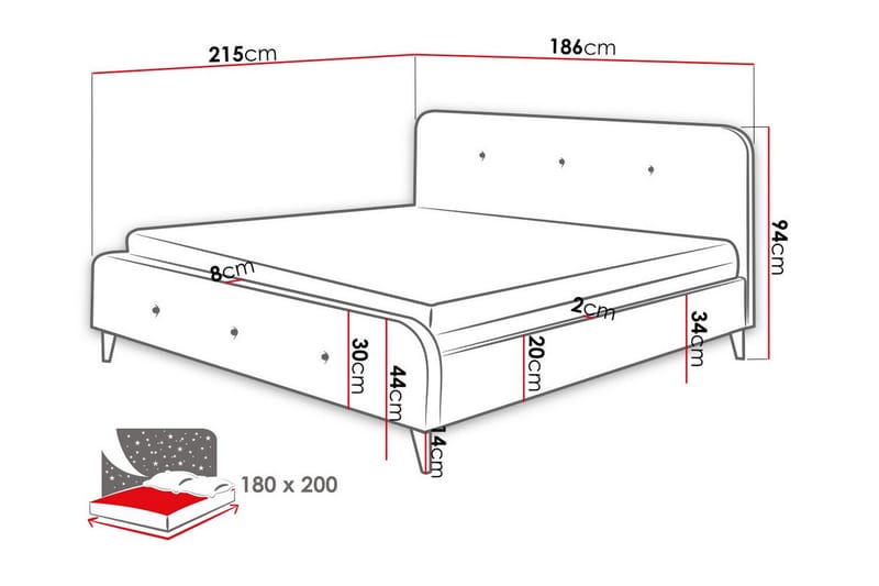 Montrase Sengeramme 180x200 cm - Cream - Sengeramme & sengestamme