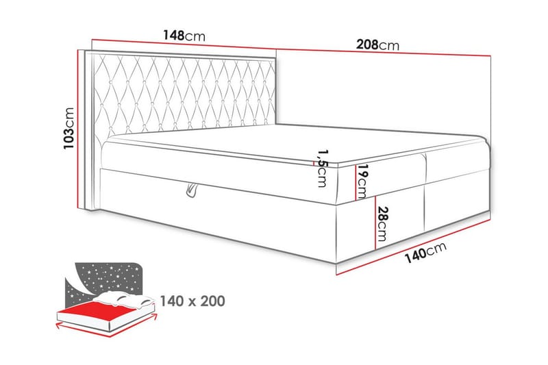 Oberting Sengeramme 140x200 cm - Beige/Tre - Sengeramme & sengestamme