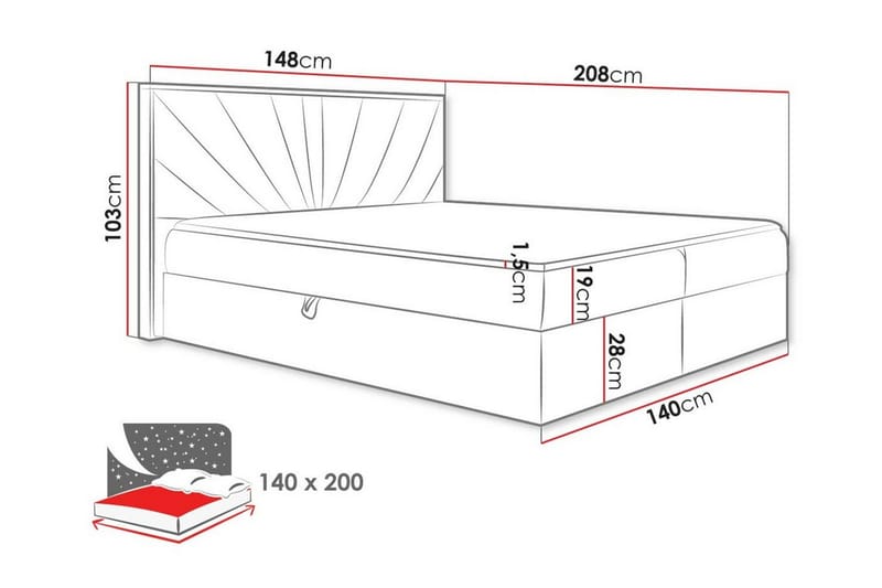 Oberting Sengeramme 140x200 cm - Beige/Tre - Sengeramme & sengestamme