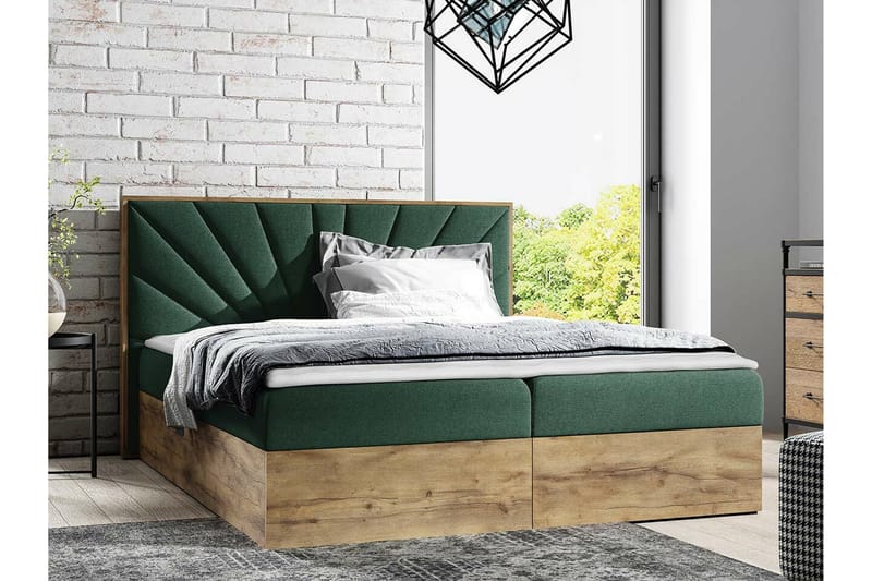 Oberting Sengeramme 140x200 cm - Grønn/Beige - Møbler - Senger - Sengeramme & sengestamme