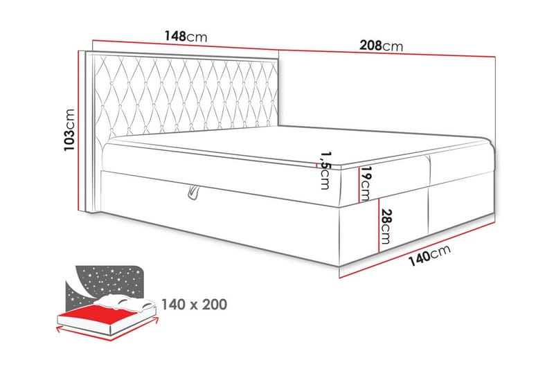 Oberting Sengeramme 140x200 cm - Rosa - Sengeramme & sengestamme