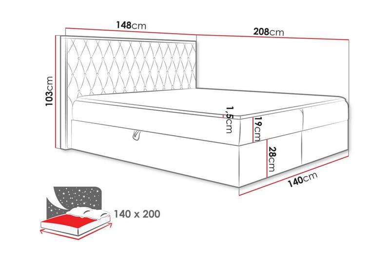 Oberting Sengeramme 140x200 cm - svart/tre - Møbler - Senger - Sengeramme & sengestamme