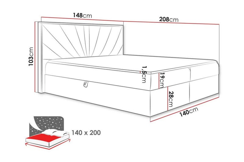 Oberting Sengeramme 140x200 cm - svart/tre - Sengeramme & sengestamme