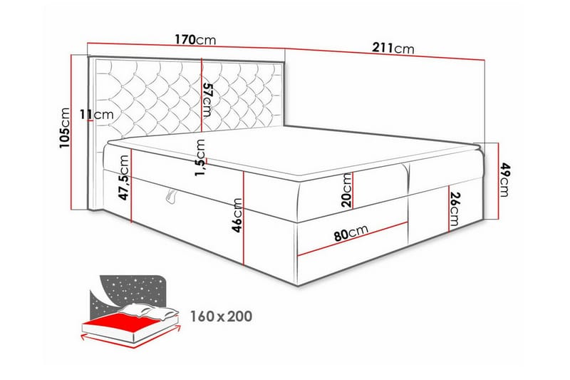 Oberting Sengeramme 160x200 cm - Beige/Tre - Sengeramme & sengestamme